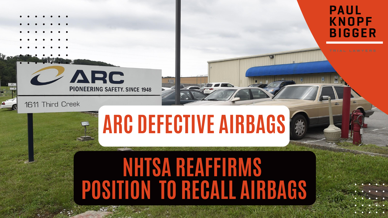 Recently, U.S. auto safety regulators maintained their conclusion that over 50 million ARC airbag inflators are hazardous and should be removed from use, advancing toward a significant recall. The ARC defective airbag attorneys at Paul | Knopf | Bigger are here to help you understand your rights if an ARC airbag injured you or a loved one. 