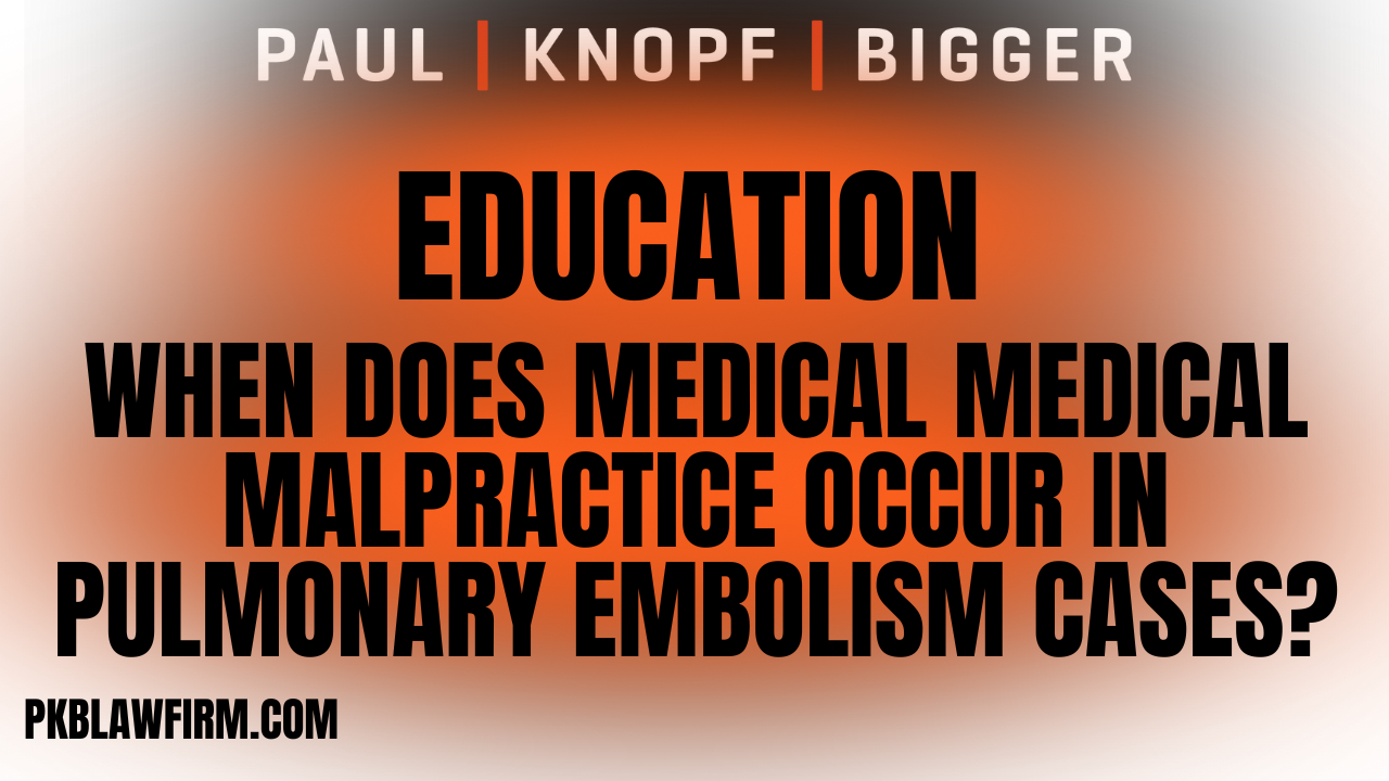 If you've suffered due to a pulmonary embolism, or if a loved one has passed away as a result, it's crucial to understand your legal rights. Hospitals and doctors have a duty to properly diagnose and treat PE. When they fail, it may constitute medical malpractice. As an Orlando pulmonary embolism attorney, Paul | Knopf | Bigger is committed to helping victims and their families seek justice and compensation for the harm caused by such negligence.