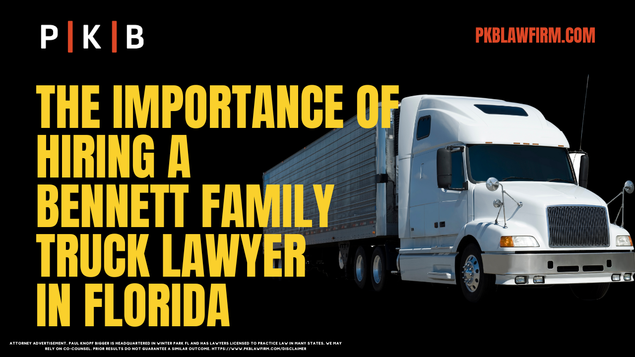 Truck accidents, especially those involving large carriers like Estes Express, can lead to life-altering consequences. In Florida, victims of such accidents face not only physical and emotional pain but also complex legal battles to secure compensation. Having an experienced Florida Bennett Family Truck Accident Lawyer from Paul | Knopf | Bigger by your side is crucial to protect your rights and ensure you receive the compensation you deserve. At our law firm, we specialize in representing individuals injured in commercial truck accidents. We are committed to fighting for justice and securing maximum compensation for our clients, whether they are dealing with severe injuries, disabilities, or the wrongful death of a loved one. Contact us today for a free consultation or call (800) 434-4327 for immediate assistance.