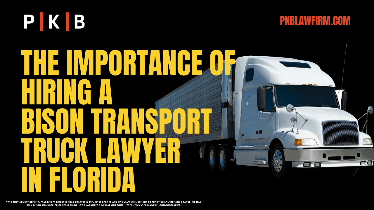 Being involved in a truck accident in Florida can be a life-altering experience, especially when it involves a large transport company like Bison Transport. Such accidents often lead to serious injuries, long-term disabilities, and, in some cases, even wrongful death. If you have been injured or lost a loved one in an accident with a Bison Transport truck, securing the assistance of an experienced Florida Bison Transport truck accident lawyer is crucial. At Paul | Knopf | Bigger, we specialize in representing victims of commercial truck accidents, and we are committed to helping you recover the compensation you deserve. Contact us for a free consultation at (800) 434-4327, or call for immediate assistance.