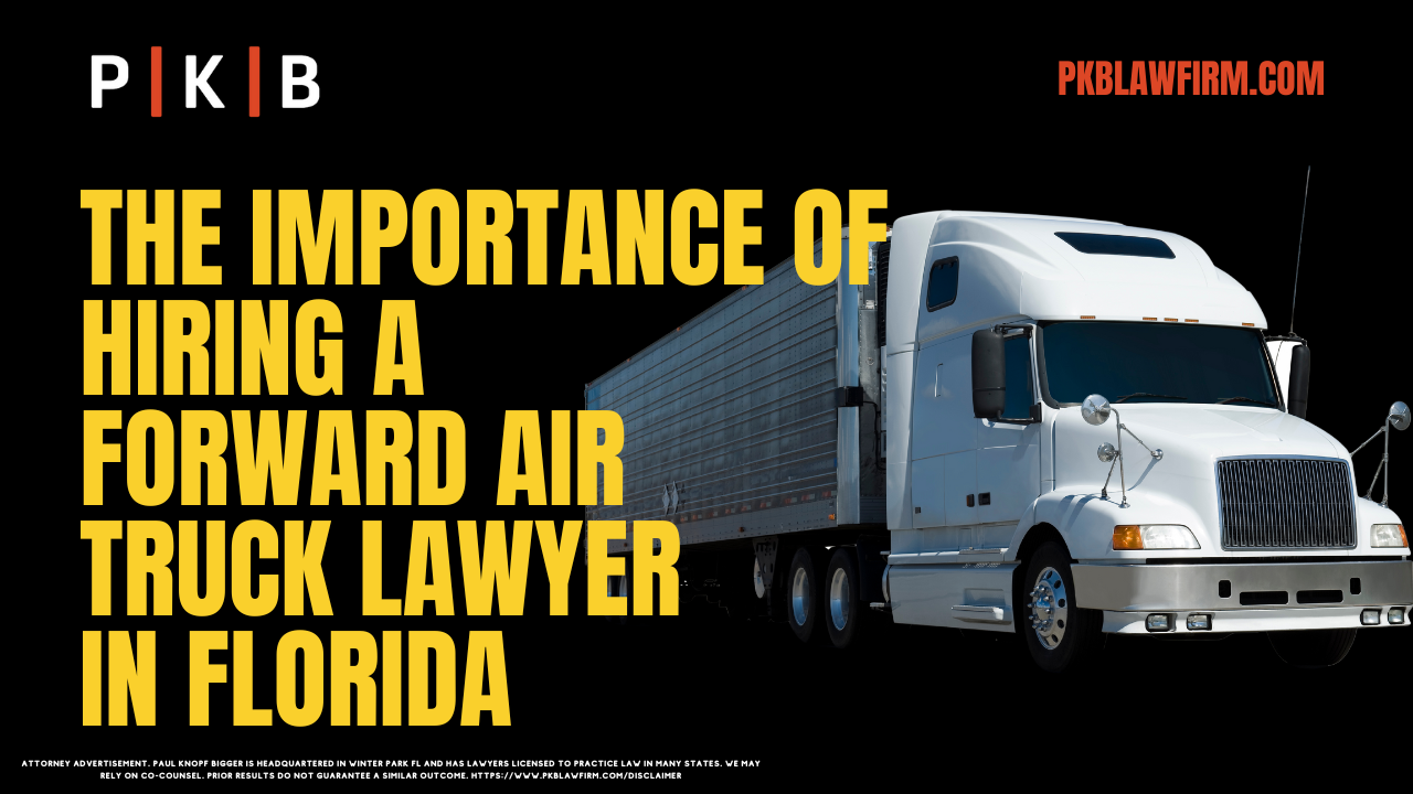 Accidents involving Forward Air trucks in Florida can have life-altering consequences. These incidents often lead to severe injuries, long-term disabilities, or even the tragic loss of a loved one. As a major transportation company, Forward Air and its legal team are quick to protect their interests. For this reason, it's crucial to hire a skilled Florida Forward Air truck accident lawyer to ensure your rights are fully protected. At Paul | Knopf | Bigger, we specialize in advocating for victims of truck accidents and are committed to securing maximum compensation for those affected. Contact us today for a free consultation or call (800) 434-4327 for immediate assistance.