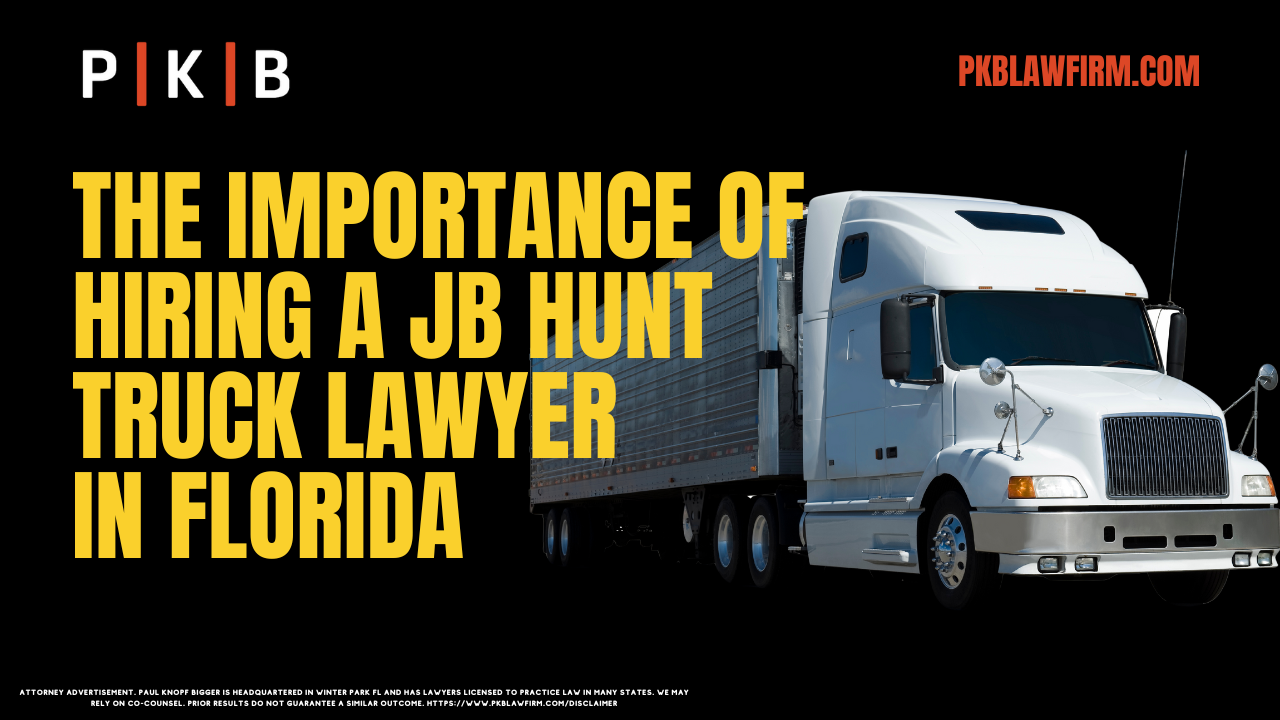 In the aftermath of a collision with a J.B. Hunt commercial truck in Florida, victims are often thrust into a complicated maze of legal and financial obstacles. The trucking company, J.B. Hunt, alongside their insurers, quickly initiates a defensive strategy to limit their financial responsibility. This defensive approach underscores the importance of seeking assistance from an experienced Florida J.B. Hunt truck accident lawyer. The skilled attorneys at Paul |Knopf | Bigger understand the complexities of commercial truck accidents and can help victims secure rightful compensation, especially in situations involving severe injuries, long-term disabilities, or even the loss of a loved one. If you’ve been impacted by a J.B. Hunt truck accident, don’t wait—contact us today for a free consultation. Call us now at (800) 434-4327.