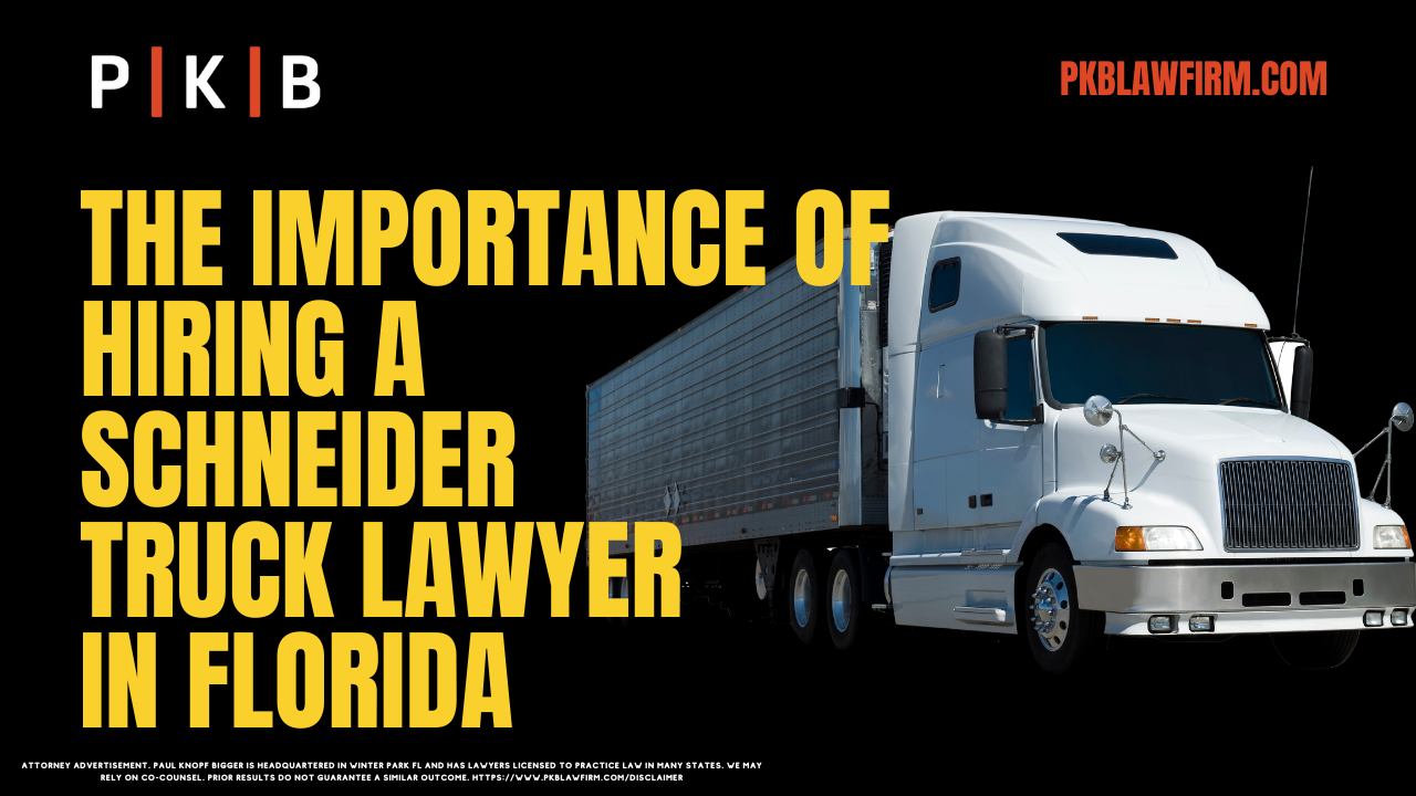 Being involved in an accident with a Schneider truck in Florida can be an overwhelming experience, often leading to complex legal and financial issues. Schneider and its insurance partners act swiftly to protect their interests, making it crucial for victims to secure an experienced Florida Schneider truck accident lawyer. The attorneys at Paul | Knopf | Bigger bring years of expertise in handling commercial truck accident cases, relentlessly fighting for fair compensation, especially in severe injury, long-term disability, or wrongful death cases. If you or a loved one has been impacted by a Schneider truck accident, reach out for a free consultation at (800) 434-4327.