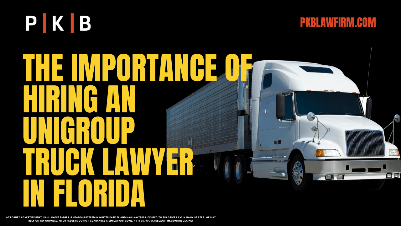 If you've been involved in a truck accident with a UniGroup truck in Florida, the aftermath can be devastating. Truck accidents often result in severe injuries, long-term disabilities, and even wrongful death. At this critical juncture, it's essential to have an experienced Florida UniGroup truck accident lawyer by your side to protect your legal rights and secure the compensation you deserve. Our team at Paul | Knopf | Bigger is dedicated to helping victims of truck accidents navigate the legal complexities, fight for their rights, and recover the compensation they need to move forward. Call us now at (800) 434-4327.