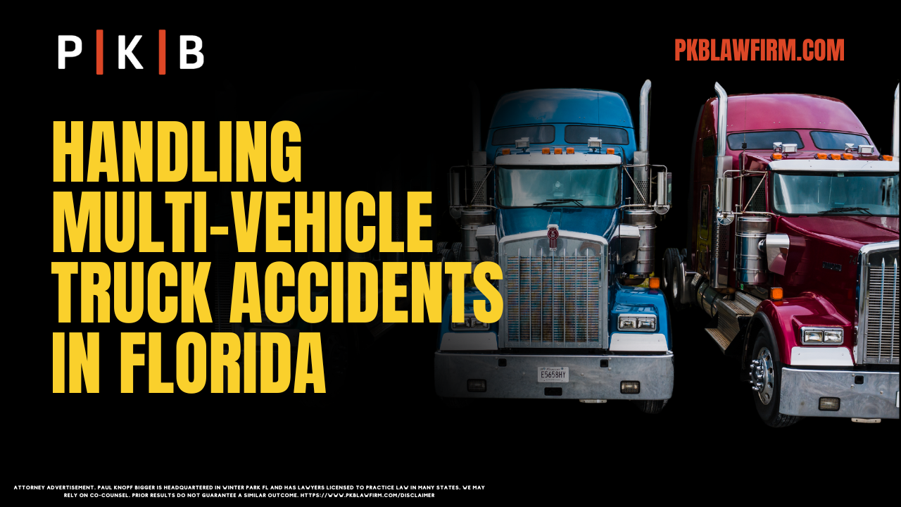 Multiple-vehicle truck accidents are some of the most complex and devastating types of collisions on Florida roads. These accidents often result in severe injuries, extensive property damage, and complicated legal battles. At Paul | Knopf | Bigger, we understand the challenges you face after such an incident. Our experienced attorneys are here to guide you through every step of the legal process and help you secure the compensation you deserve.