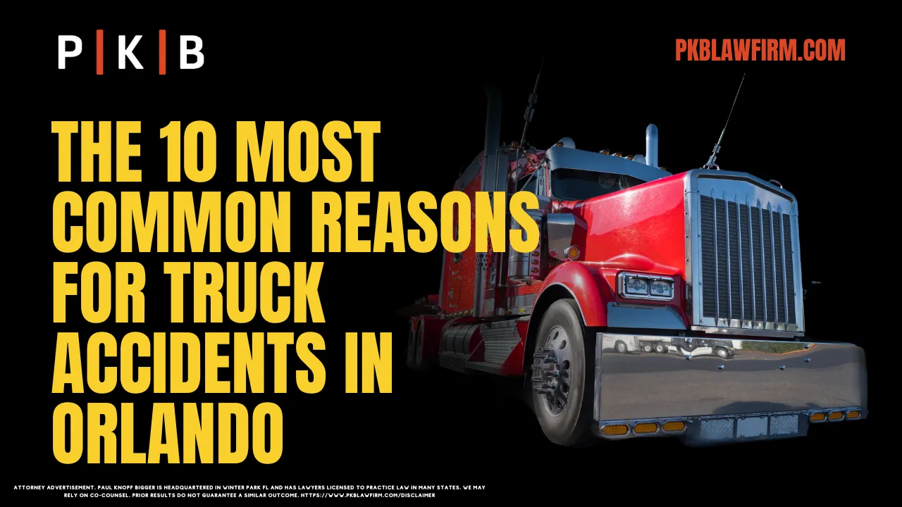 Truck accidents are among the most devastating incidents on the road, often leading to catastrophic injuries, significant property damage, and even fatalities. In Orlando, a city bustling with commercial activity and heavy traffic, understanding the common causes of truck accidents is critical for both prevention and legal recourse. At Paul | Knopf | Bigger, we are committed to helping victims of truck accidents secure justice and compensation. If you or a loved one has been involved in a truck accident, we urge you to complete our free case evaluation form or call us today at (800) 434-4327.