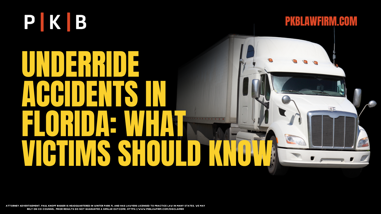 Underride truck accidents are among the most devastating types of vehicle collisions, often resulting in catastrophic injuries or fatalities. These accidents occur when a smaller vehicle slides underneath a large truck or trailer, usually due to the height difference between the vehicles. In Florida, underride truck accidents are a growing concern, and victims must understand their rights and legal options. At Paul | Knopf | Bigger, we are dedicated to helping victims of underride truck accidents seek justice and compensation for their losses.