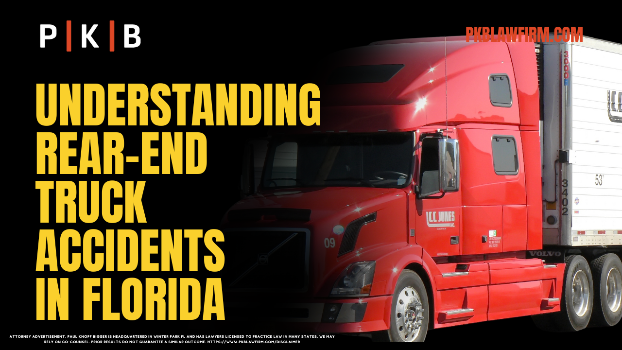 Rear-end truck accidents are among the most devastating and complex types of collisions on Florida’s roadways. Due to the size and weight disparity between trucks and passenger vehicles, these accidents often result in catastrophic injuries, significant property damage, and complicated legal cases. At Paul | Knopf | Bigger, we have the experience and resources to help victims pursue justice and secure maximum compensation. If you’ve been involved in a rear-end truck accident, don’t hesitate to contact us for a free case evaluation or call us at (800) 434-4327.